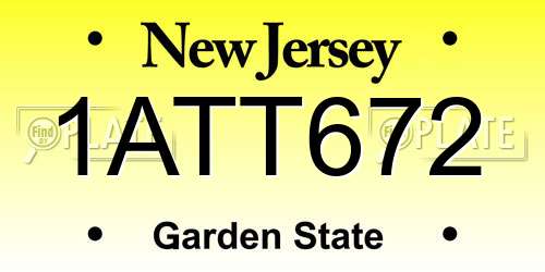 1ATT672 New Jersey License Plate