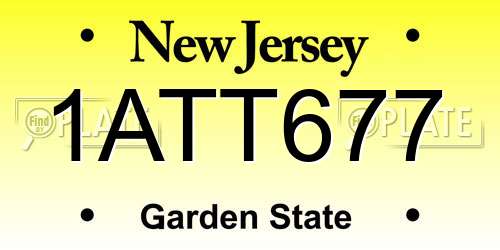 1ATT677 New Jersey License Plate