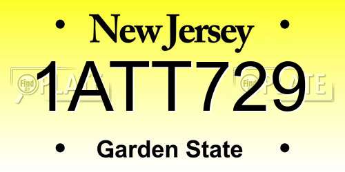 1ATT729 New Jersey License Plate
