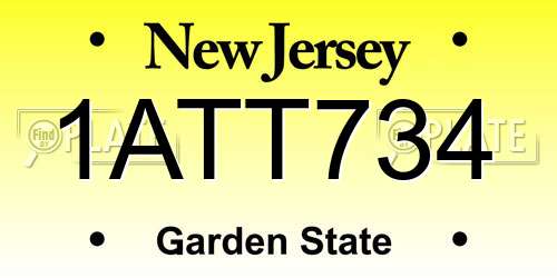 1ATT734 New Jersey License Plate