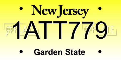 1ATT779 New Jersey License Plate