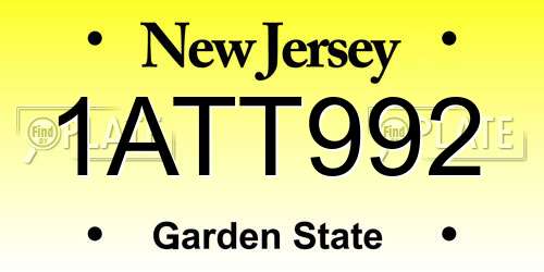 1ATT992 New Jersey License Plate