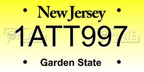 1ATT997 New Jersey License Plate