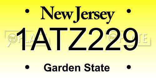 1ATZ229 New Jersey License Plate
