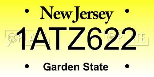 1ATZ622 New Jersey License Plate