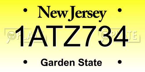 1ATZ734 New Jersey License Plate