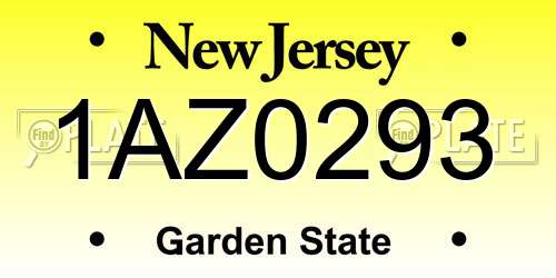 1AZ0293 New Jersey License Plate