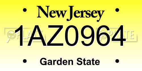 1AZ0964 New Jersey License Plate