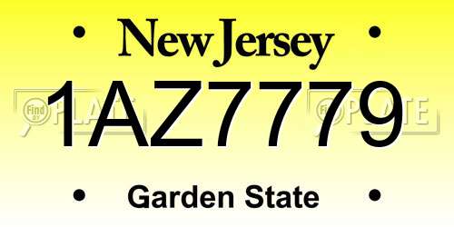 1AZ7779 New Jersey License Plate