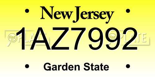 1AZ7992 New Jersey License Plate