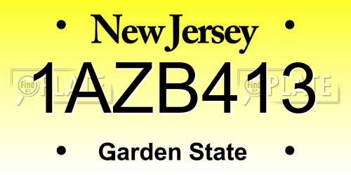 1AZB413 New Jersey License Plate