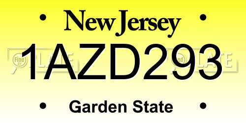 1AZD293 New Jersey License Plate