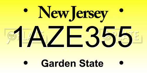 1AZE355 New Jersey License Plate