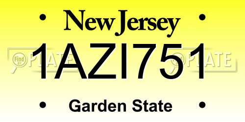 1AZI751 New Jersey License Plate