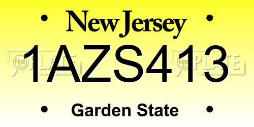 1AZS413 New Jersey License Plate