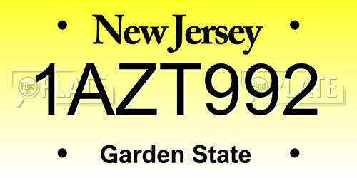 1AZT992 New Jersey License Plate