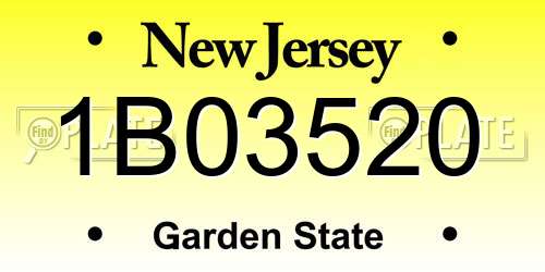 1B03520 New Jersey License Plate