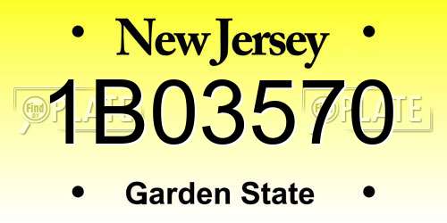 1B03570 New Jersey License Plate