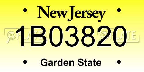 1B03820 New Jersey License Plate