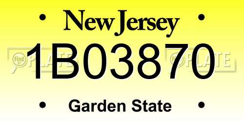 1B03870 New Jersey License Plate