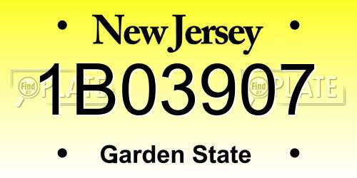 1B03907 New Jersey License Plate