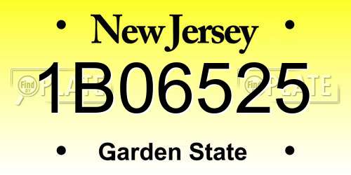 1B06525 New Jersey License Plate