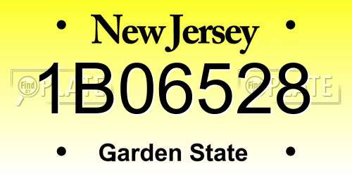1B06528 New Jersey License Plate