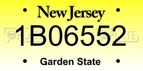 1B06552 New Jersey License Plate