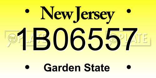 1B06557 New Jersey License Plate