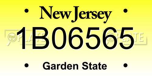 1B06565 New Jersey License Plate