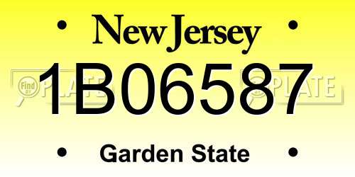 1B06587 New Jersey License Plate