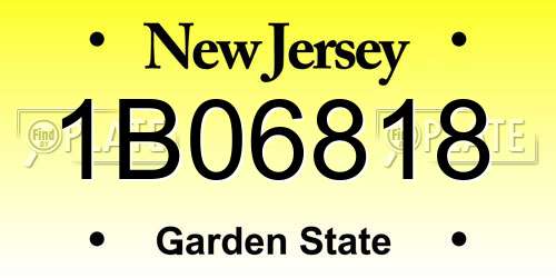 1B06818 New Jersey License Plate
