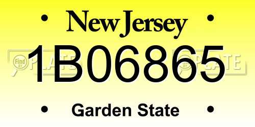1B06865 New Jersey License Plate
