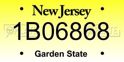 1B06868 New Jersey License Plate