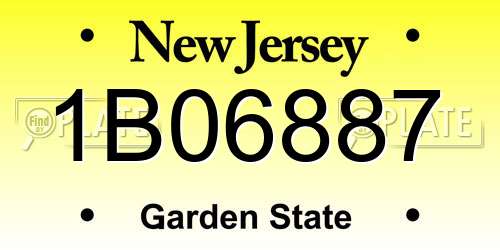 1B06887 New Jersey License Plate