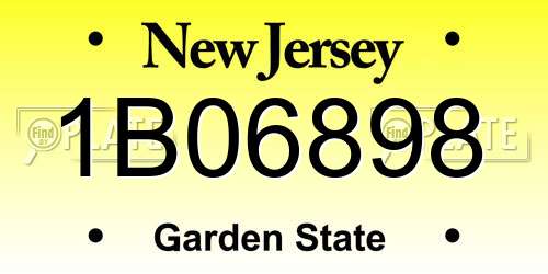 1B06898 New Jersey License Plate