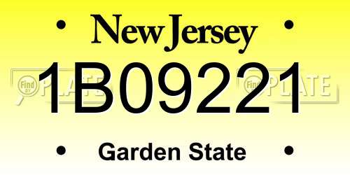 1B09221 New Jersey License Plate