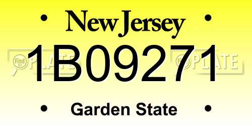 1B09271 New Jersey License Plate