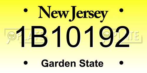 1B10192 New Jersey License Plate