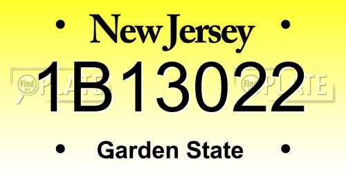 1B13022 New Jersey License Plate