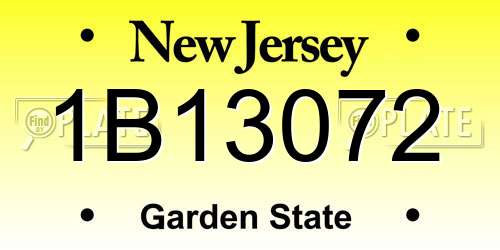 1B13072 New Jersey License Plate