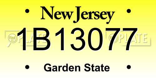 1B13077 New Jersey License Plate