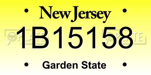 1B15158 New Jersey License Plate