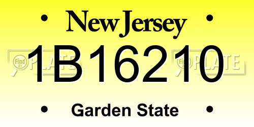1B16210 New Jersey License Plate