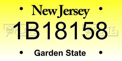 1B18158 New Jersey License Plate