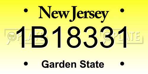 1B18331 New Jersey License Plate