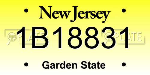 1B18831 New Jersey License Plate