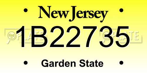 1B22735 New Jersey License Plate