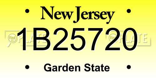 1B25720 New Jersey License Plate