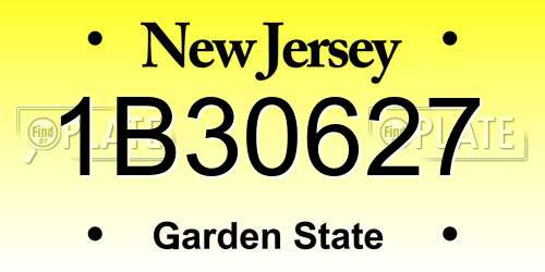 1B30627 New Jersey License Plate